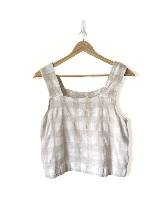 Gingham Linen Button-Back Top (2)