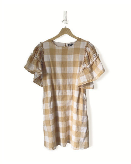 Gingham Ruffle Shift Dress (S)