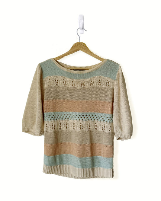 Short Sleeved Natural Fibre Sweater (M)