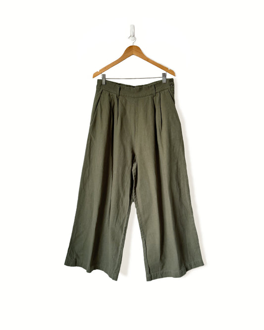 Wide Leg Pleated Crop Pants (29)