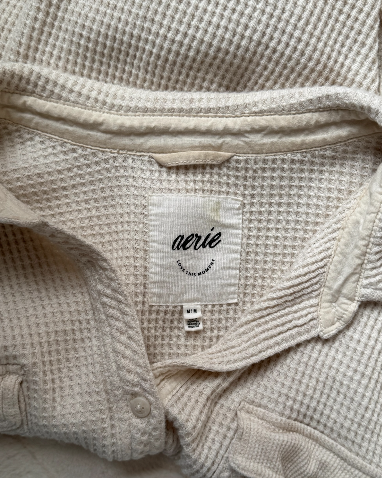 Oversized Lumberjane Waffle Button Down Top (M/L)