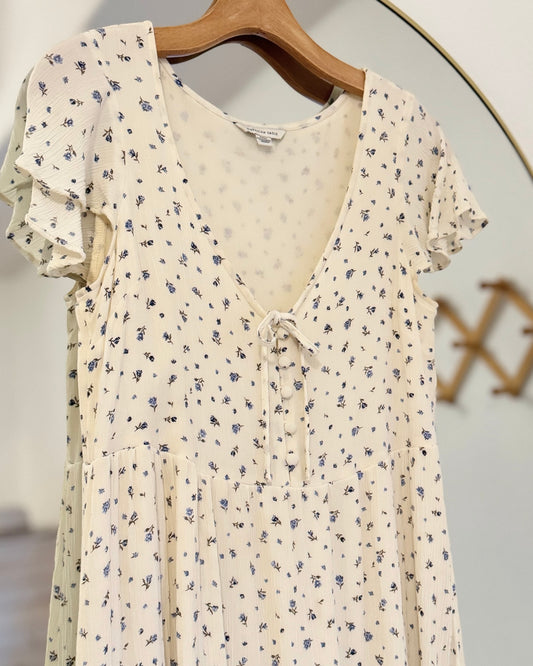 AE Ditsy Floral Tiered Mini Dress (S)