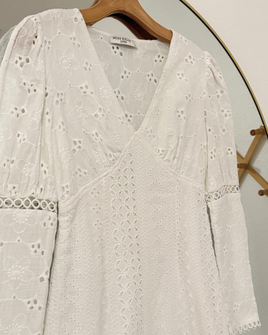 Eyelet Lace Mini Dress (S)