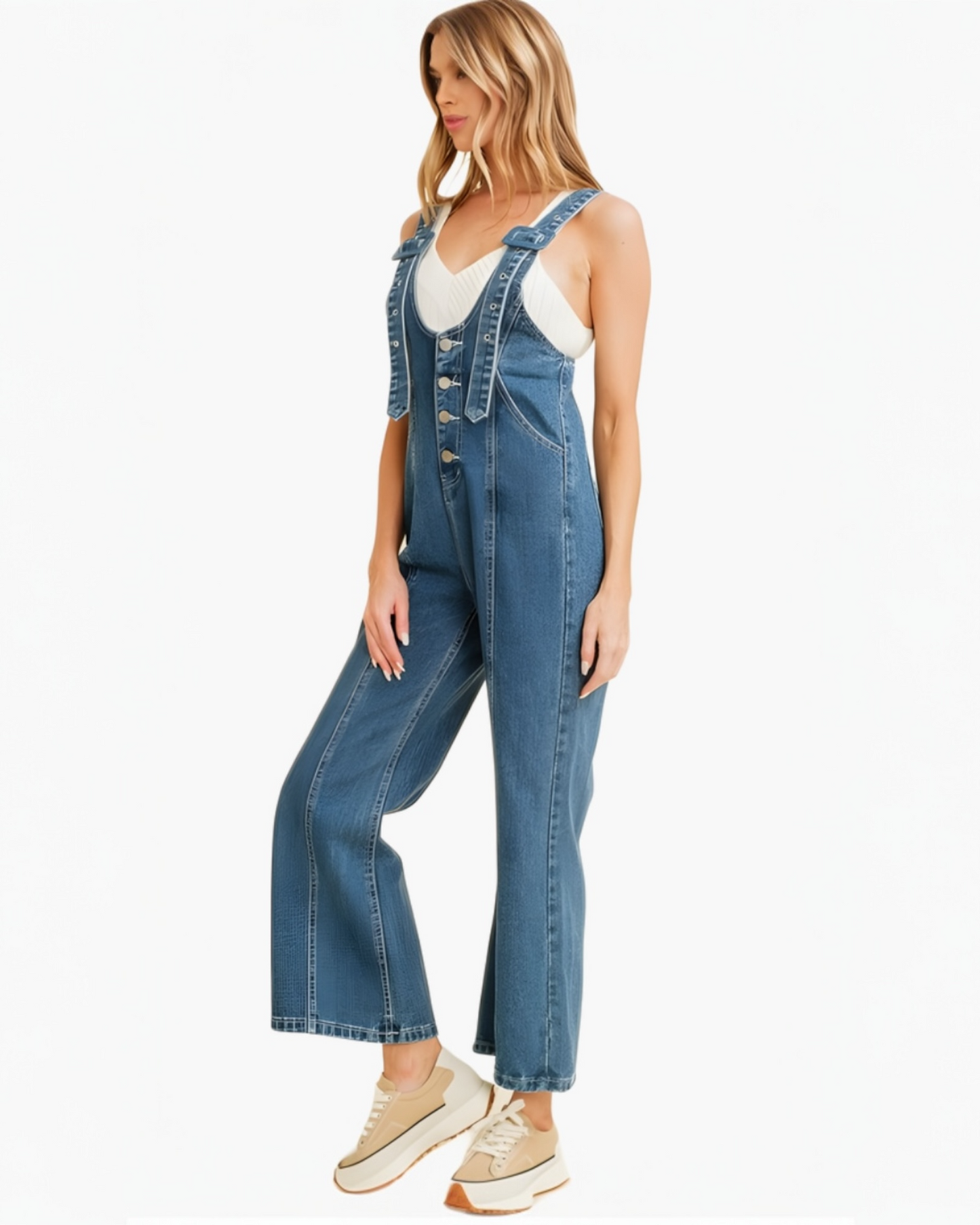 Denim Wide Leg Overalls/Jumpsuit (S)