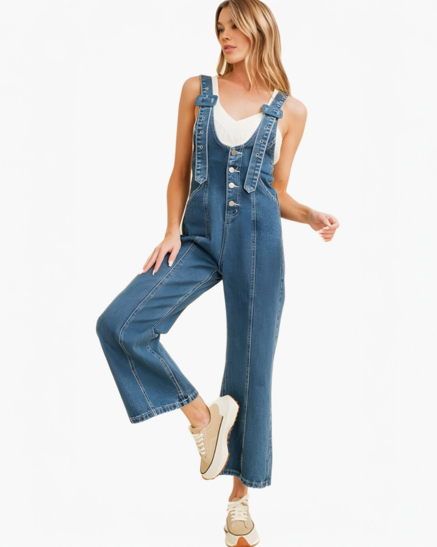 Denim Wide Leg Overalls/Jumpsuit (S)