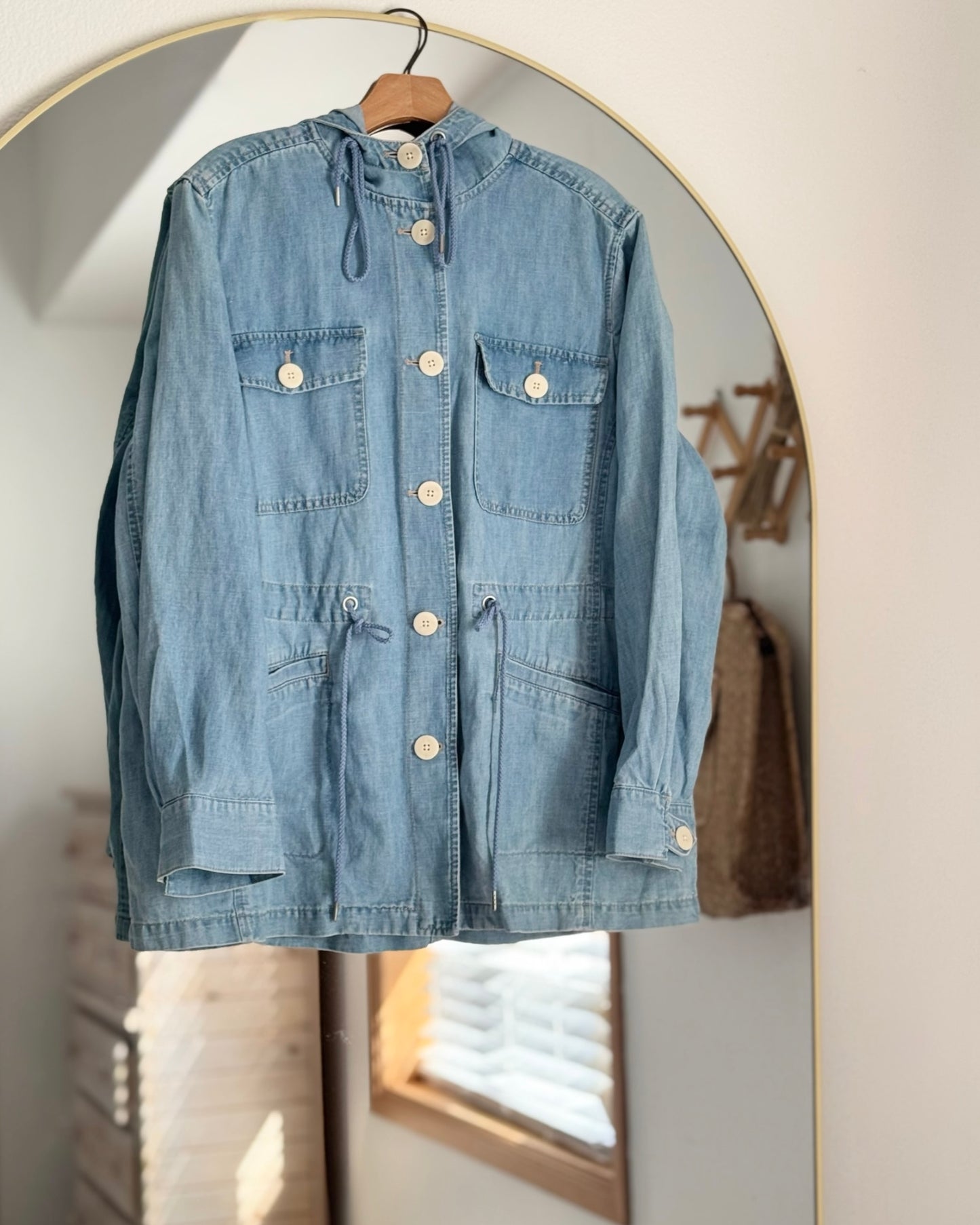 Hooded Cotton Hemp Lightweight Denim Jacket (M-1X)