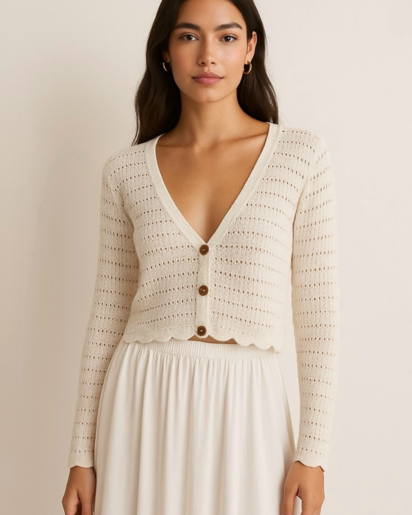 Crocheted Cardigan Sweater (M)