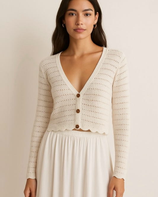 Crocheted Cardigan Sweater (M)