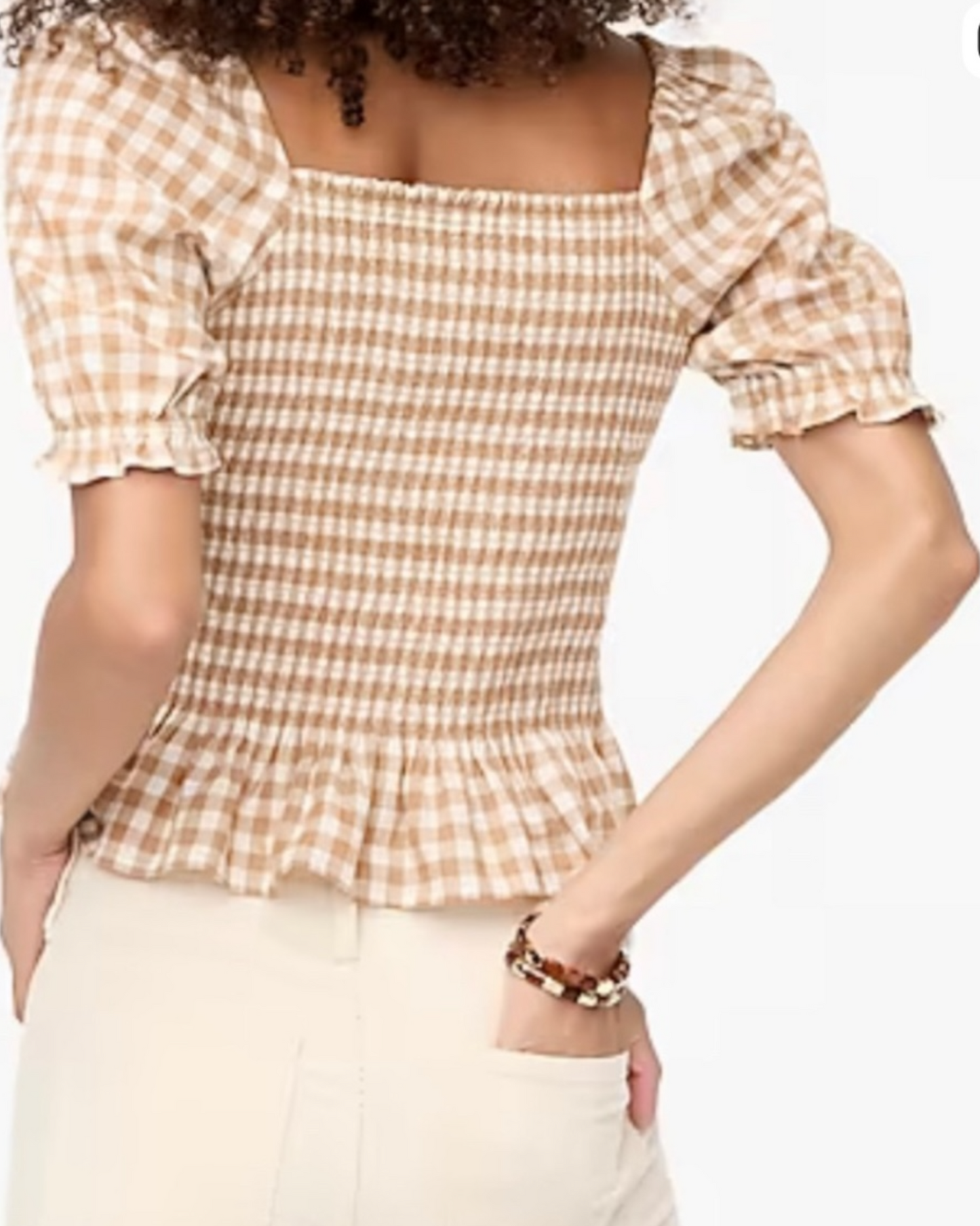 Gingham Puff-Sleeved Top (S/M)