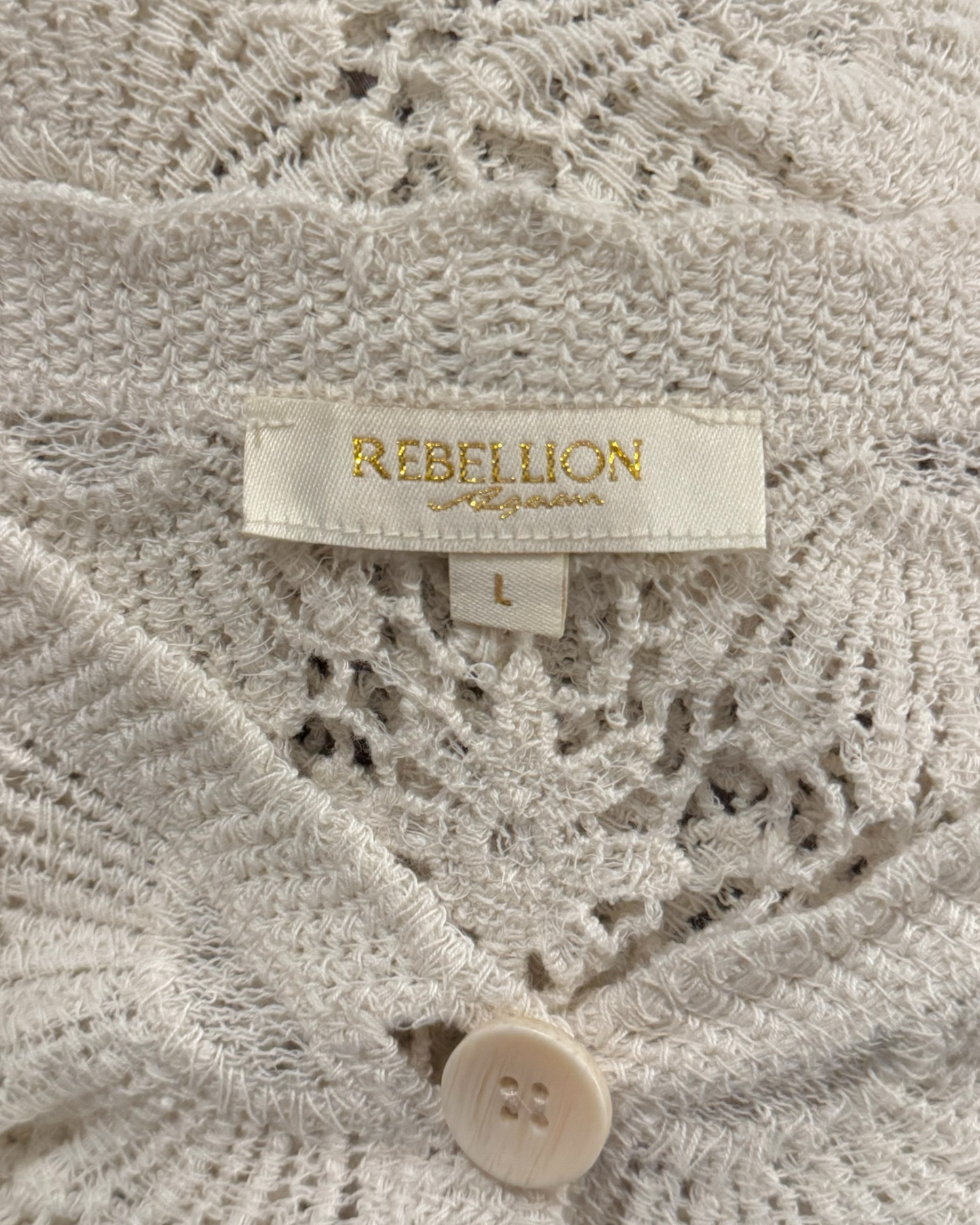 Crochet Floral Button-Front Cardigan (L)