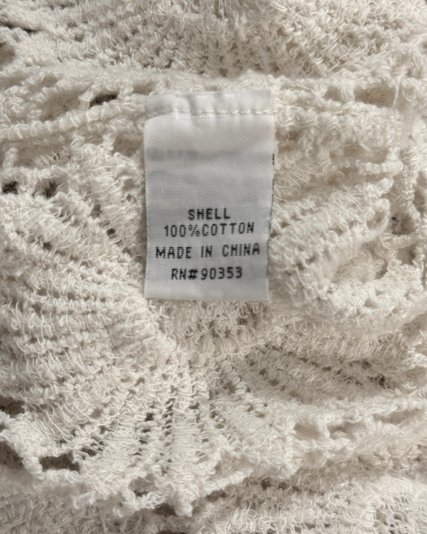 Crochet Floral Button-Front Cardigan (L)