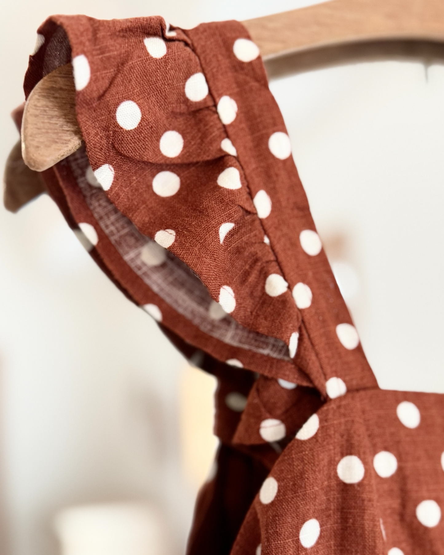 Polka Dot Peplum Linen Blend Tank Top (S)