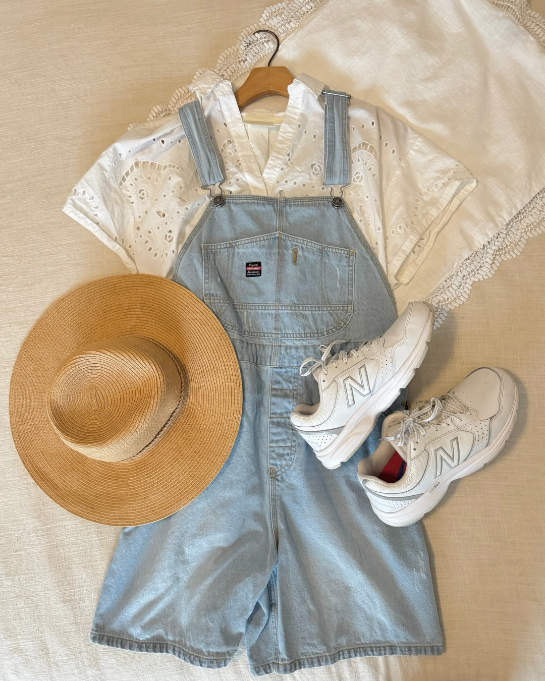 Distressed Denim Shortalls (XL)