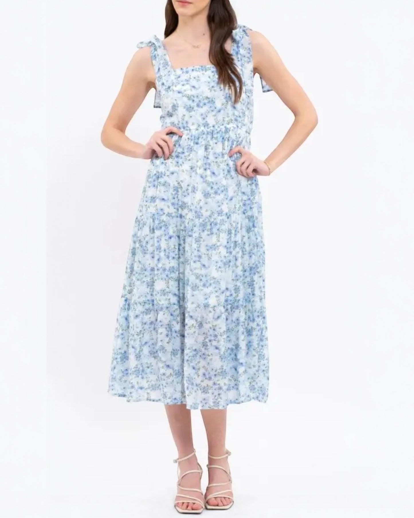 Floral Tie Midi Dress (L)