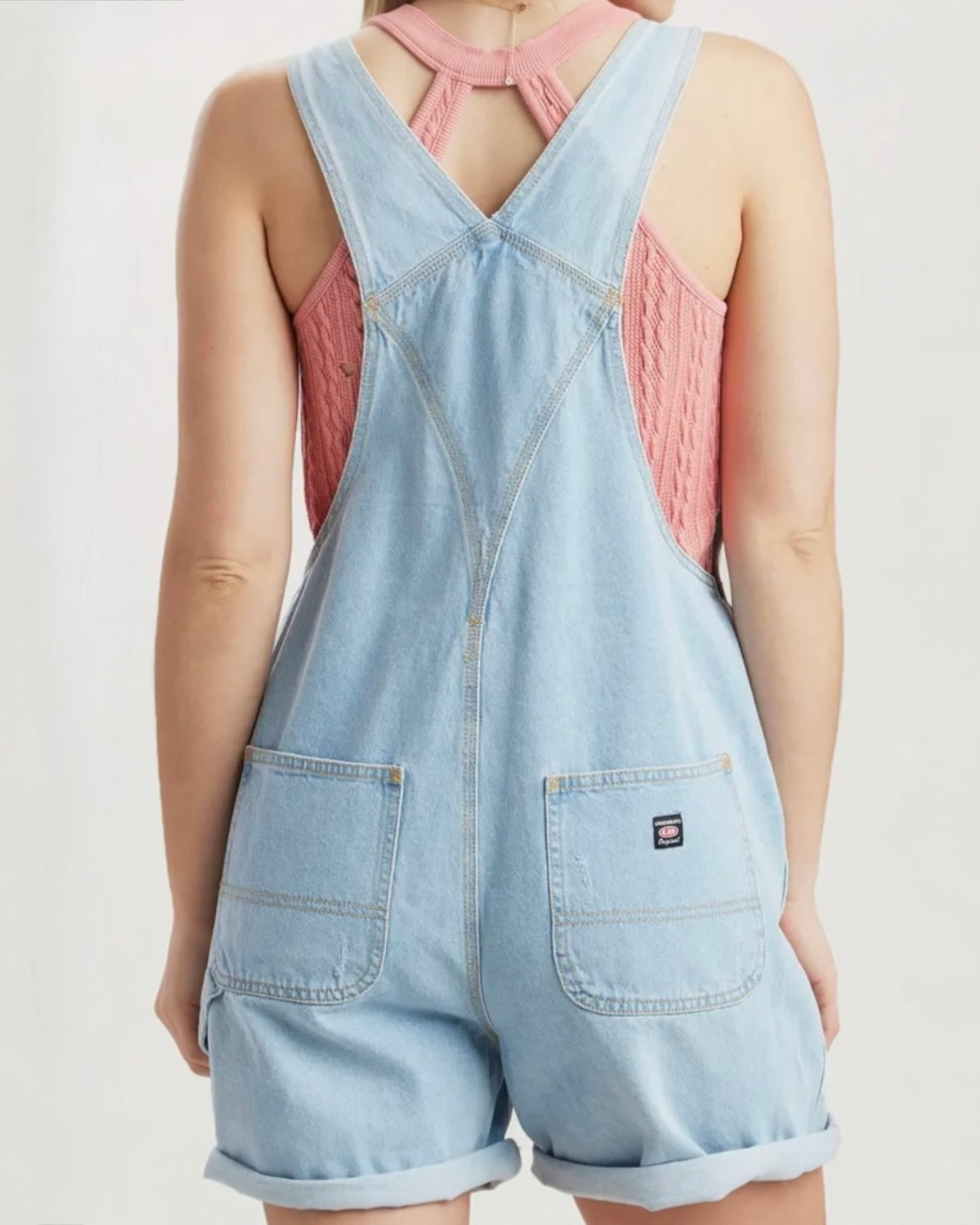 Distressed Denim Shortalls (XL)