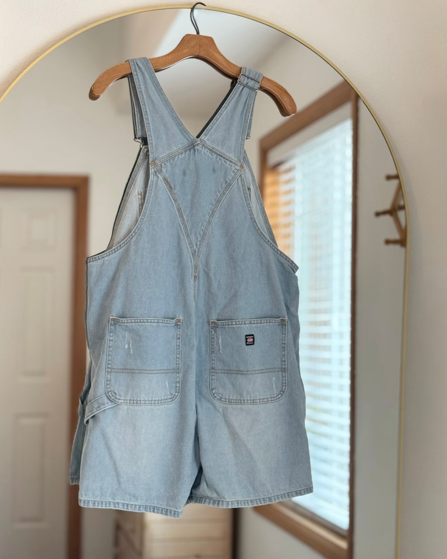 Distressed Denim Shortalls (XL)