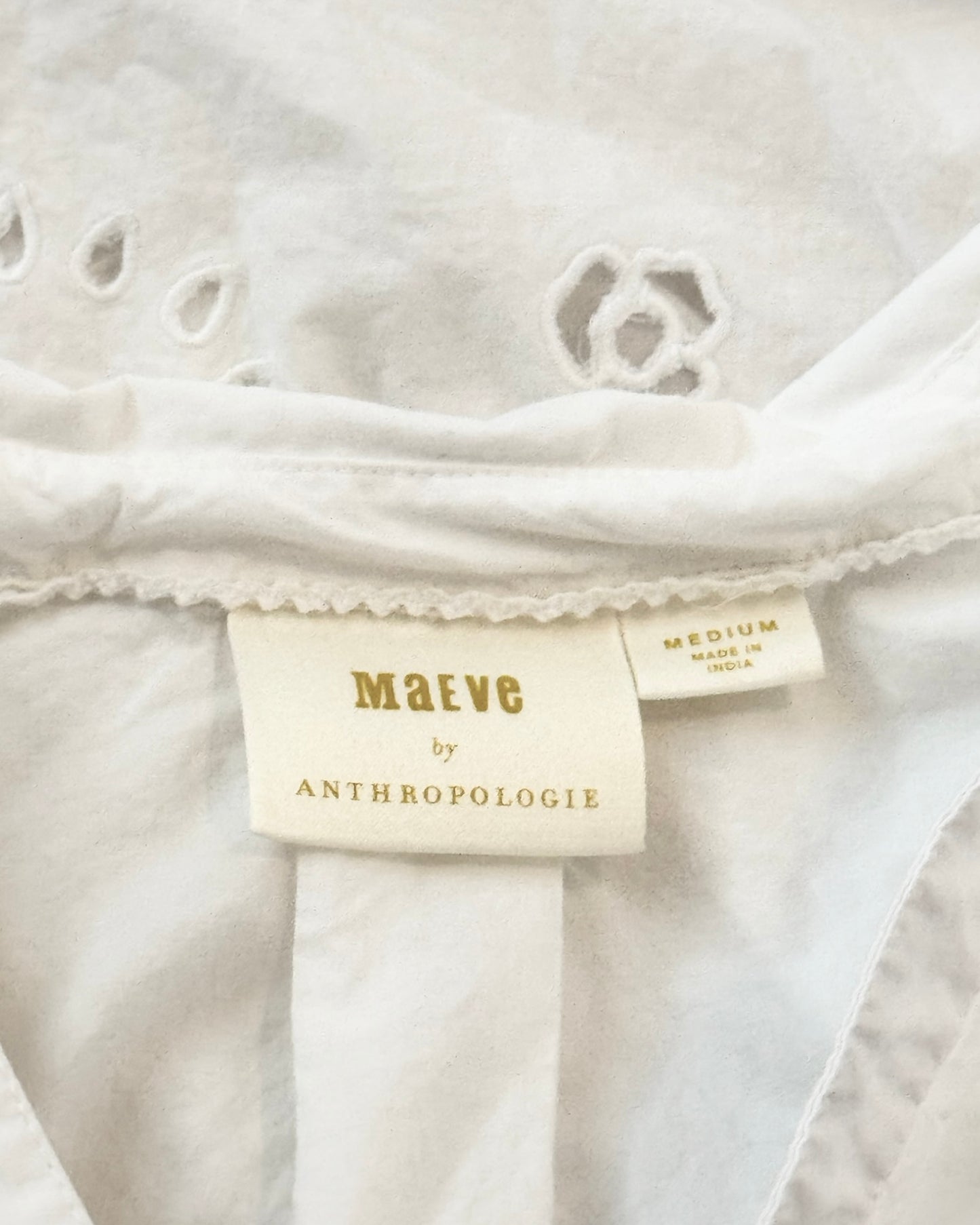 Anthropologie Short-Sleeve Eyelet Popover Blouse (M)