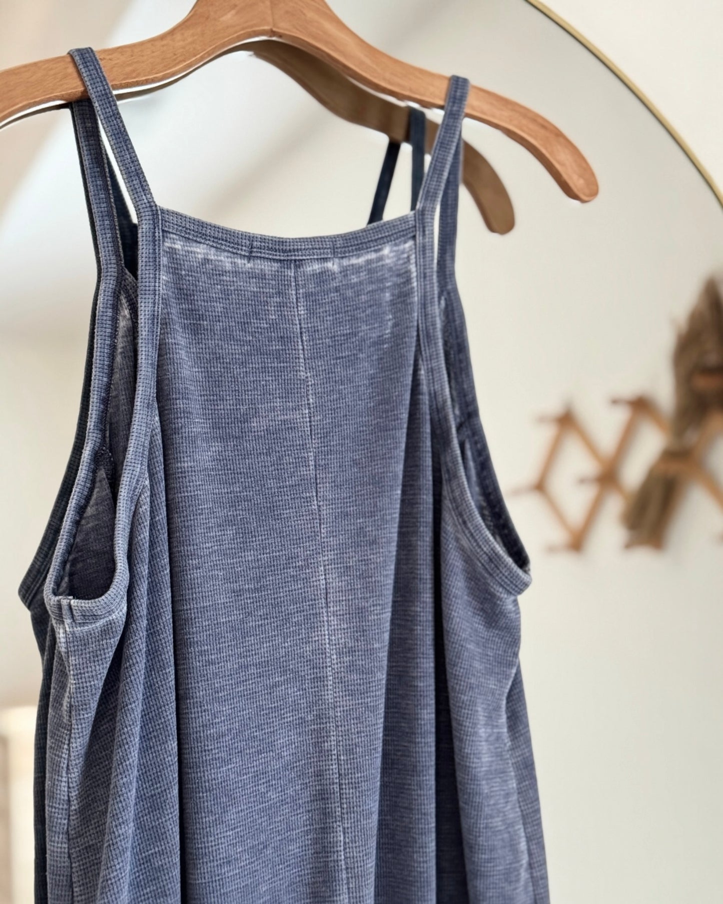 Acid Washed Waffle-Knit Harem Jumpsuit (M)