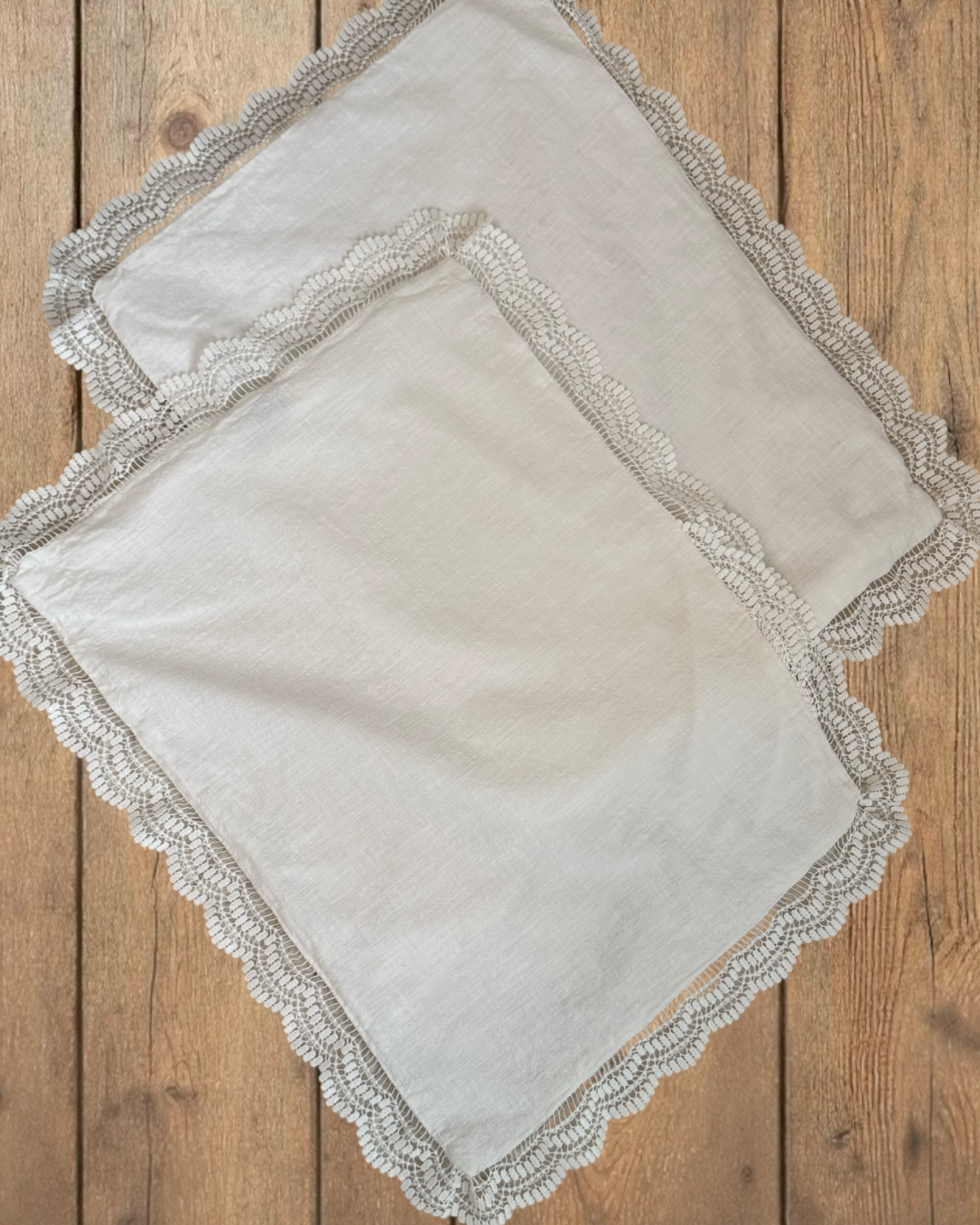 Lace Border Cotton Pillow Sham Set (Standard)