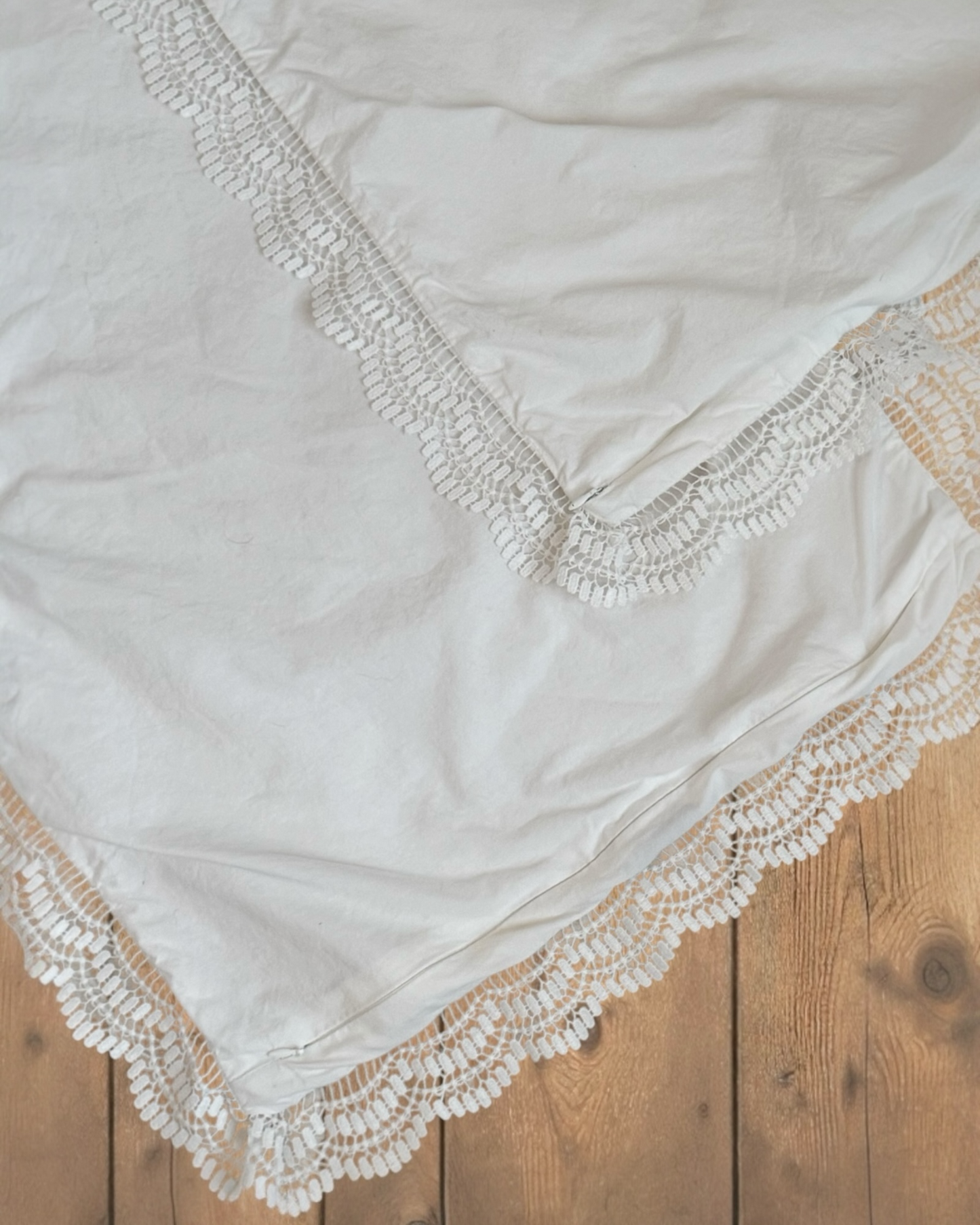 Lace Border Cotton Pillow Sham Set (Standard)