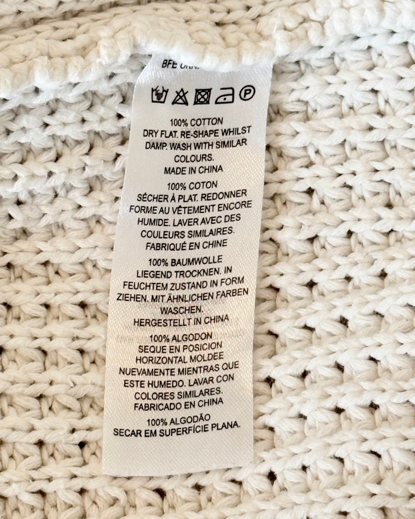 Waffle Knit Boxy Short-Sleeve Sweater (M)