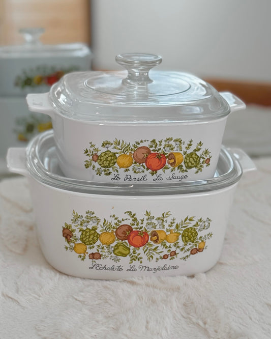 Vintage ‘Spice of Life’ Corningware Casserole Dish Set