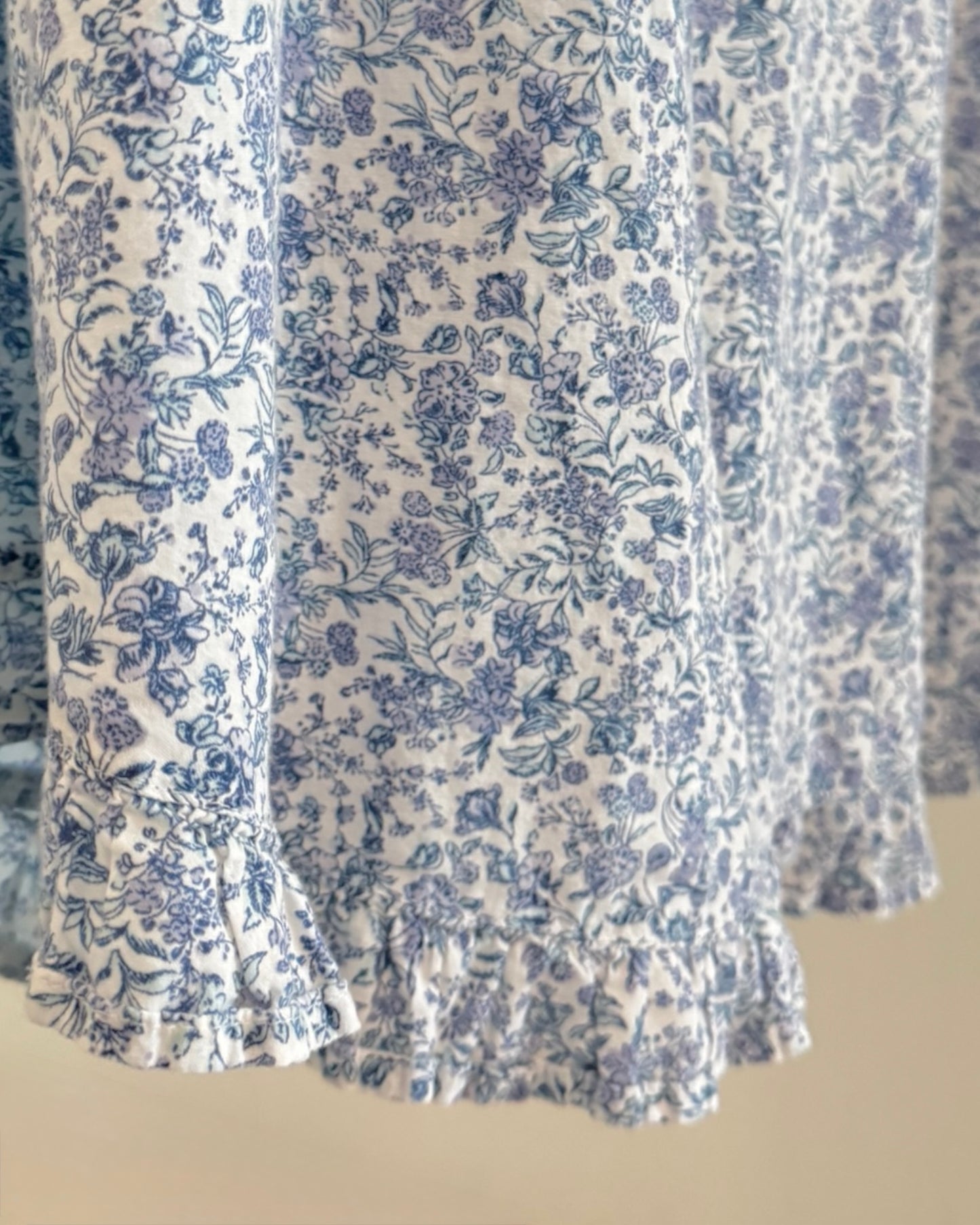 Vintage-Inspired Cotton Midi Gown w/ Lace & Ruffle Trim (M)