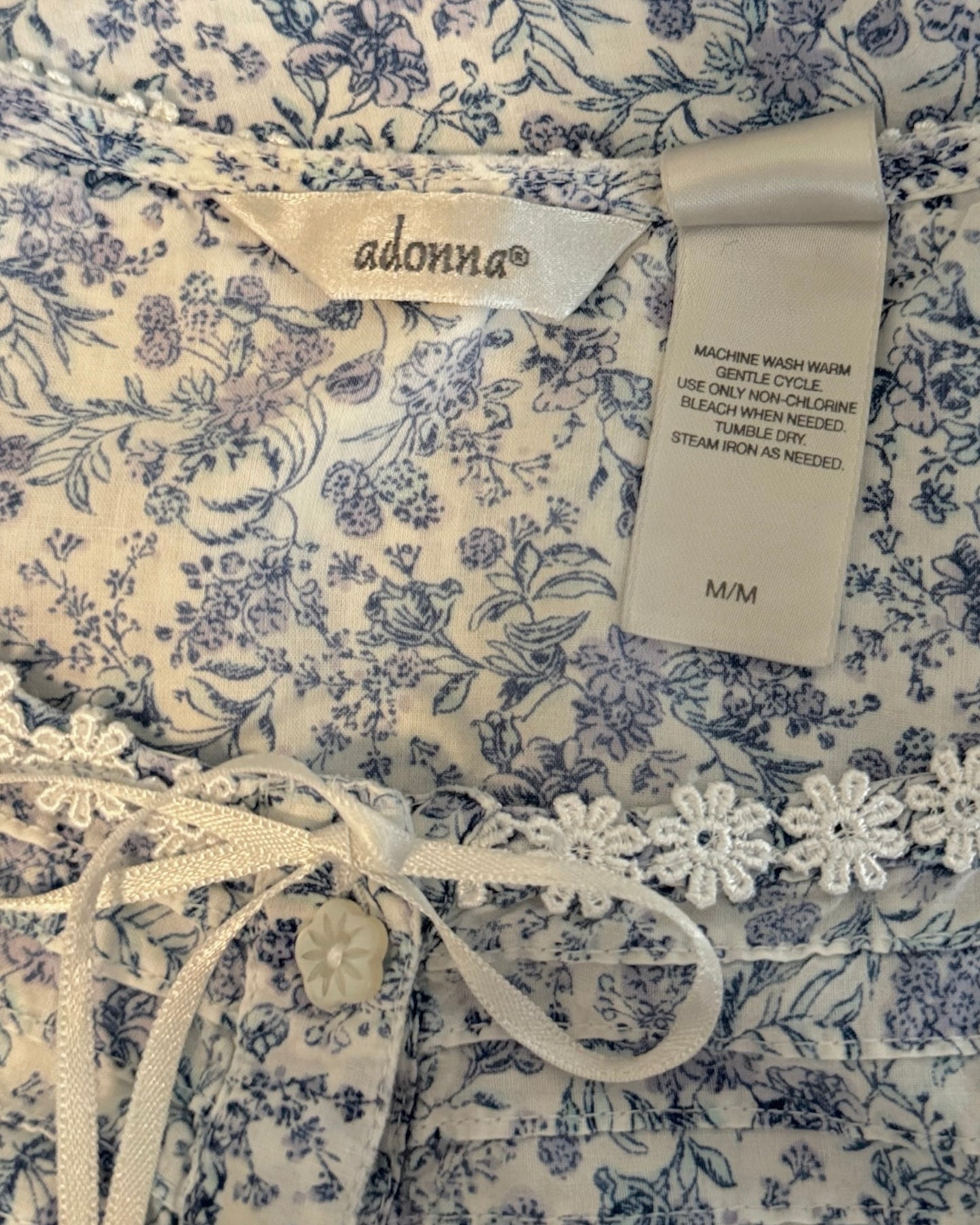 Vintage-Inspired Cotton Midi Gown w/ Lace & Ruffle Trim (M)