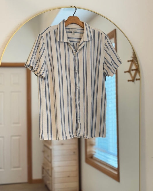 Striped Cotton Button Down Top (Mens M)