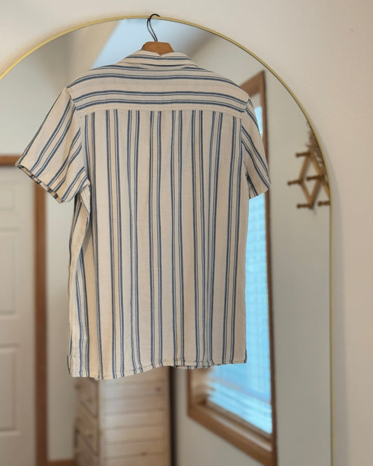 Striped Cotton Button Down Top (Mens M)