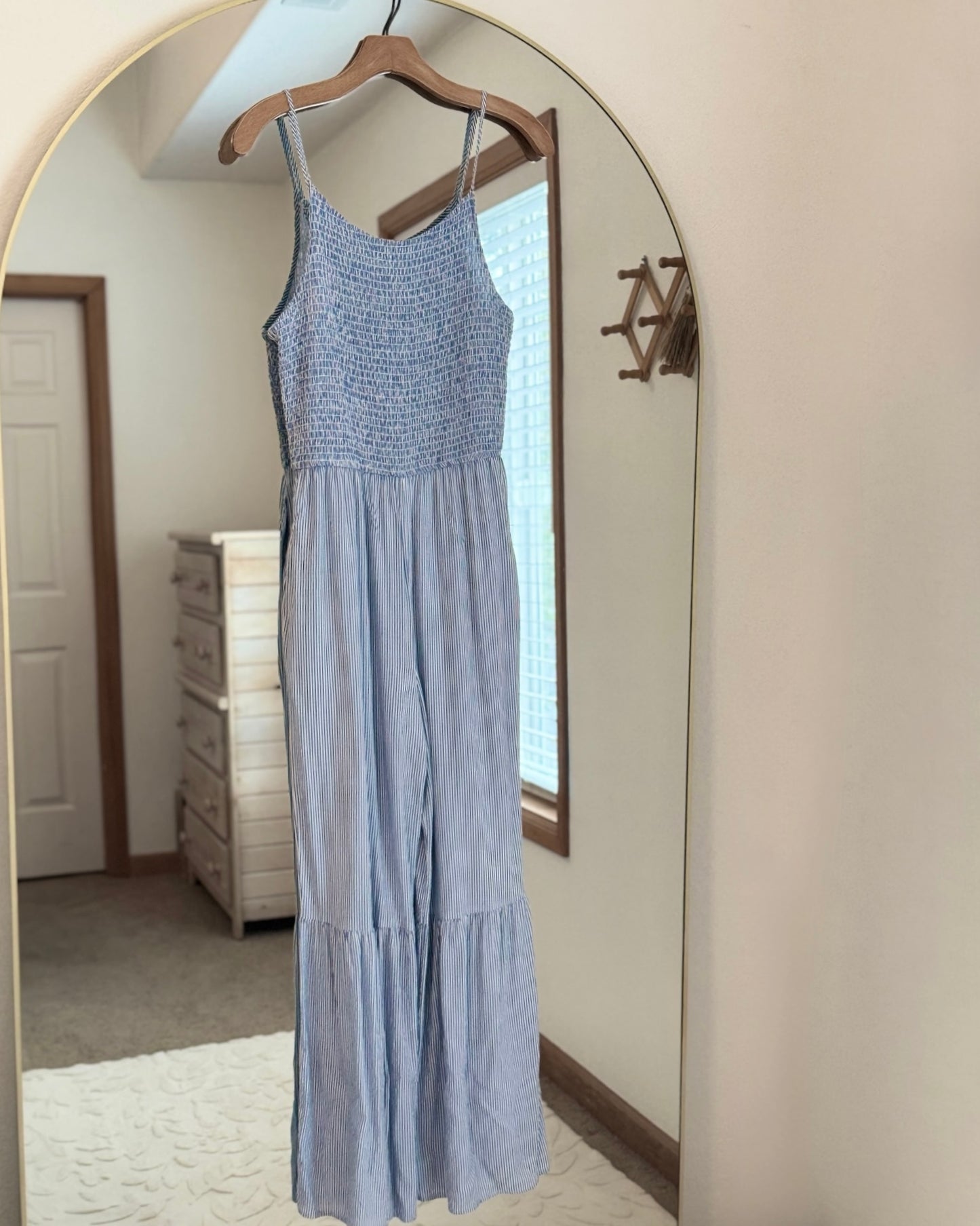 Flare-Leg Pinstriped Jumpsuit (M)