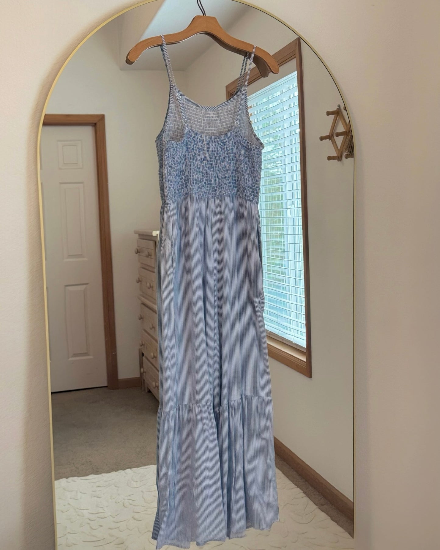 Flare-Leg Pinstriped Jumpsuit (M)