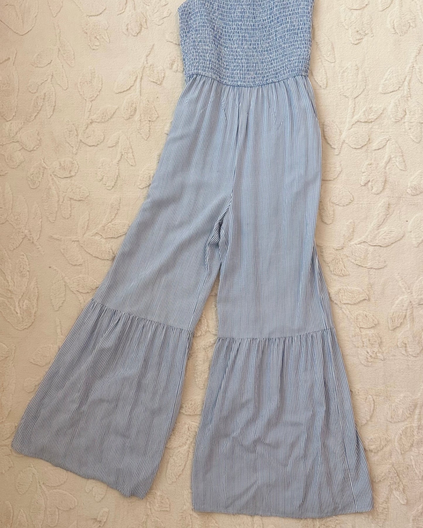 Flare-Leg Pinstriped Jumpsuit (M)