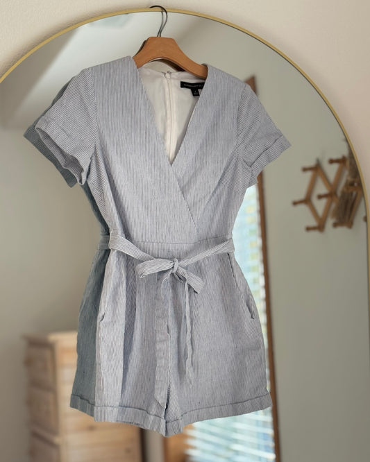 Linen Blend Pin-striped Romper (2)