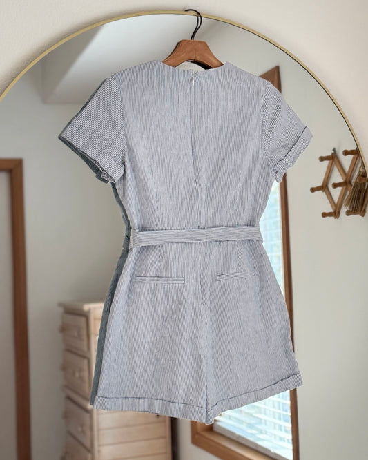 Linen Blend Pin-striped Romper (2)