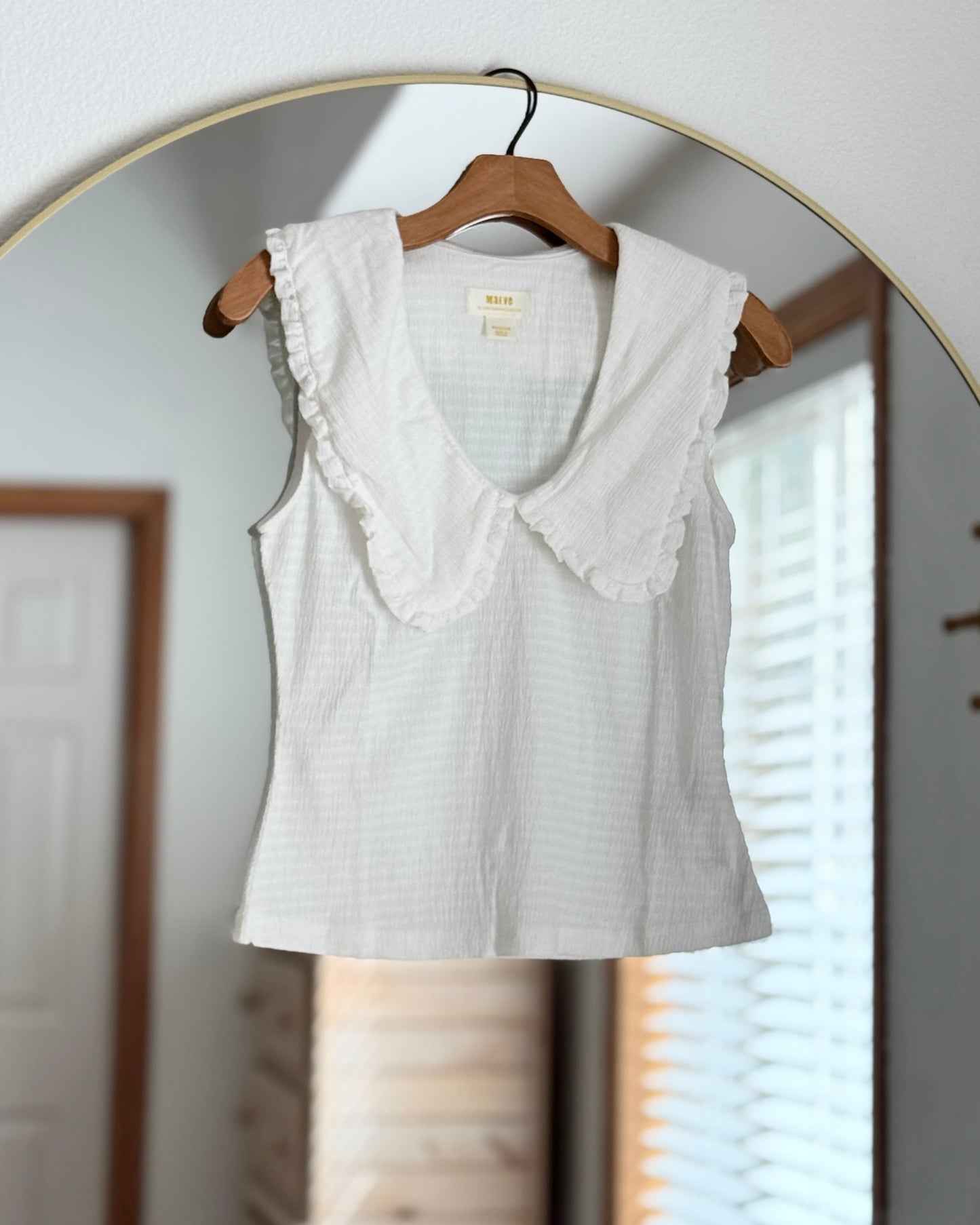 Maeve Ruffled Textured Sleeveless Top (S)