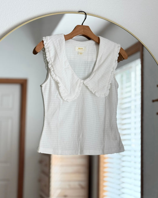 Maeve Ruffled Textured Sleeveless Top (S)