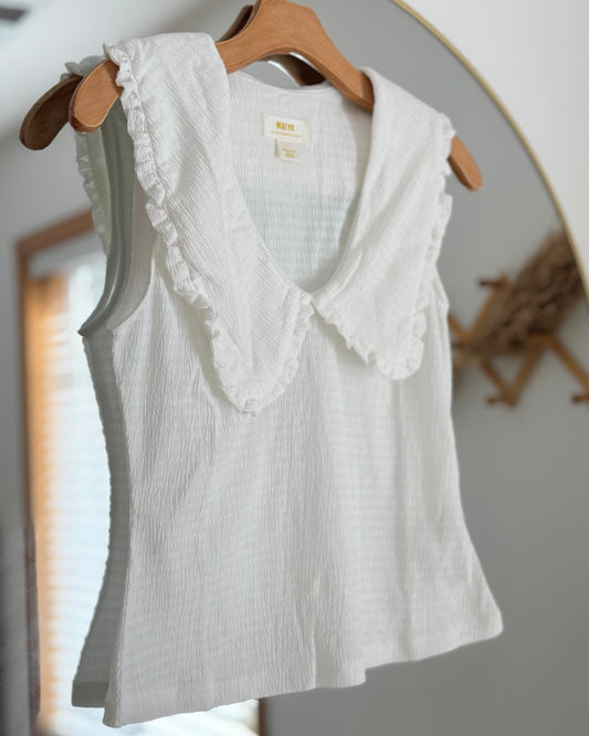 Maeve Ruffled Textured Sleeveless Top (S)