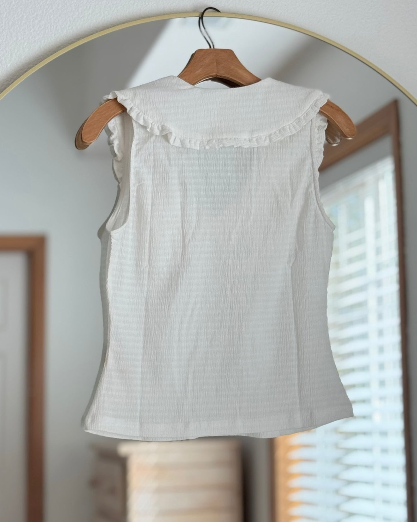 Maeve Ruffled Textured Sleeveless Top (S)