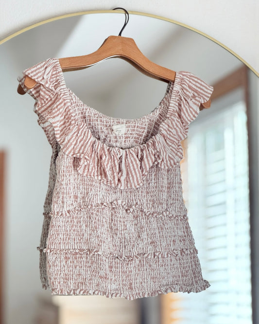 Anthropologie Ruffled Smocked Blouse (M)