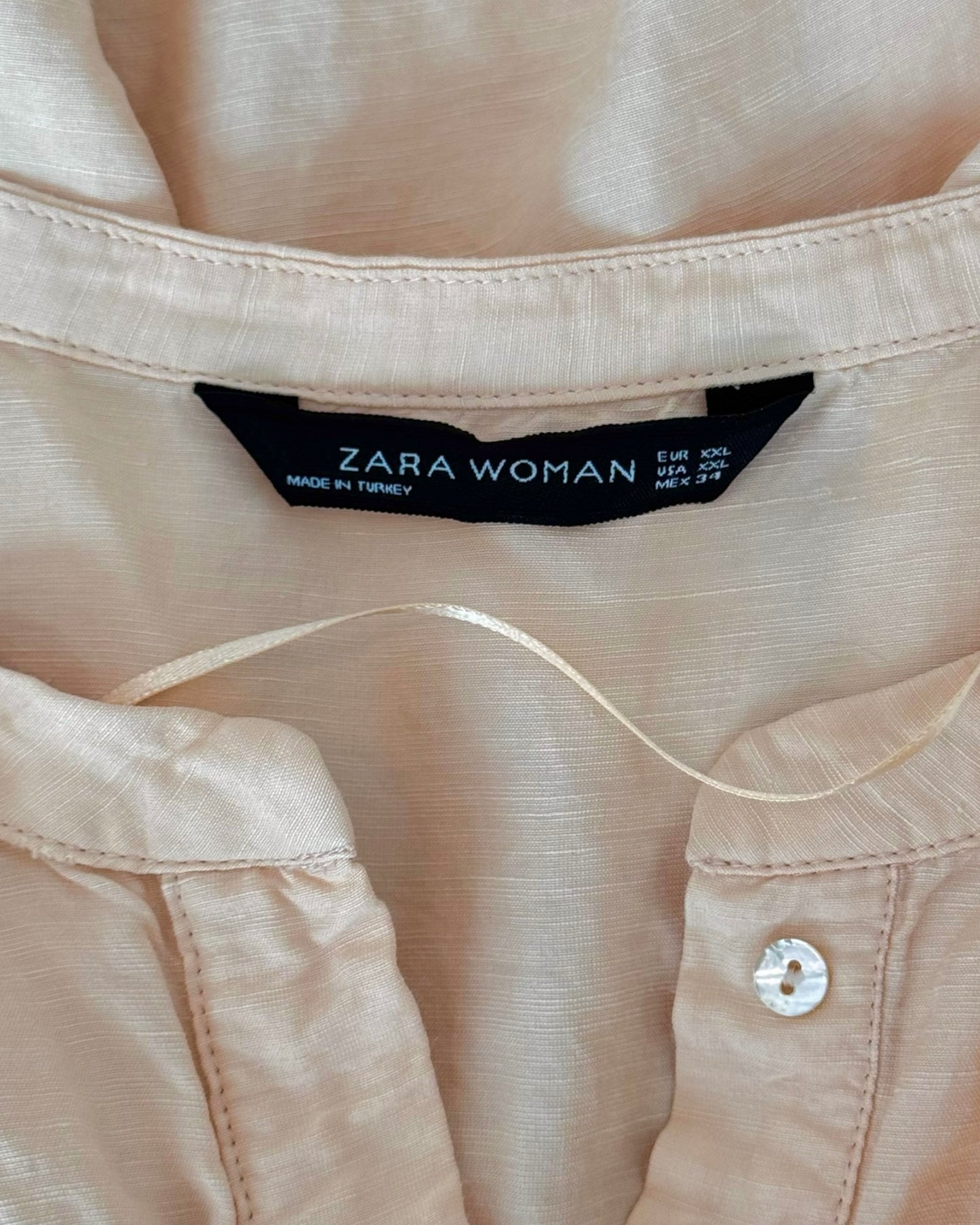 Linen Mandarin Collar Popover Top (XXL)