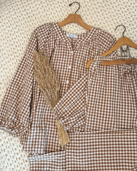 Gingham Cotton Pajama/Lounge Set (M)