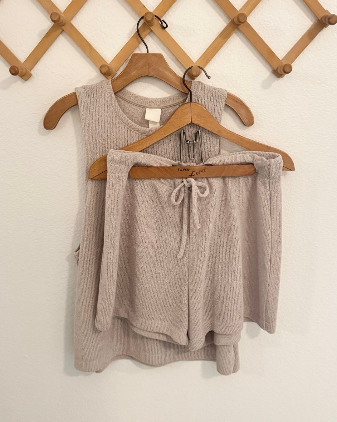 Knit Tank Top & High Waisted Shorts Lounge/Pajama Set (M)