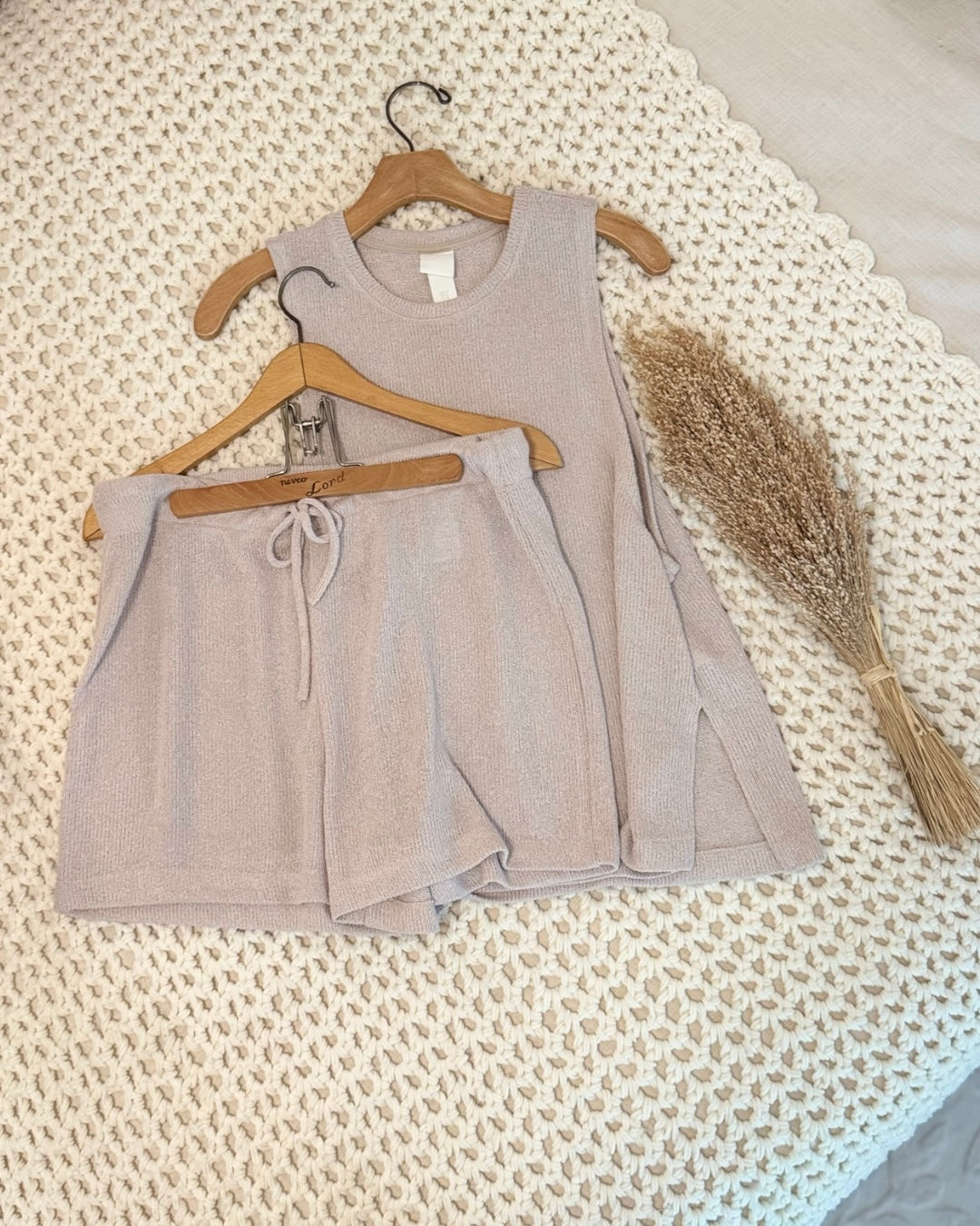Knit Tank Top & High Waisted Shorts Lounge/Pajama Set (M)