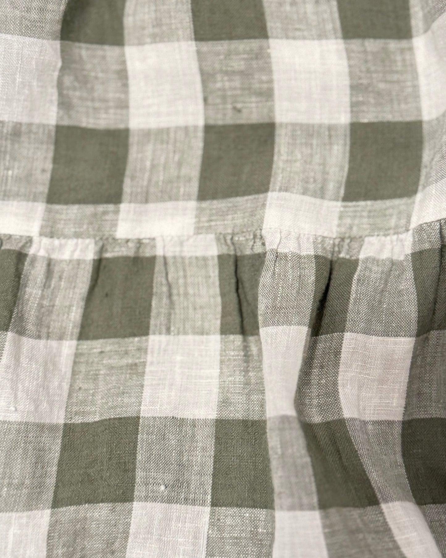 Gingham Linen Midi Dress (L)