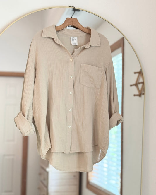 NEW Gap Crinkle Cotton Gauze Big Shirt (L)