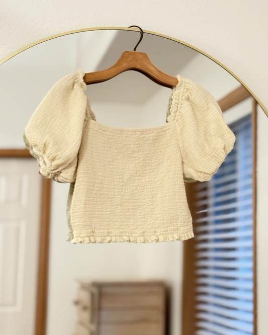Gauze Cotton Smocked Top (S/M)