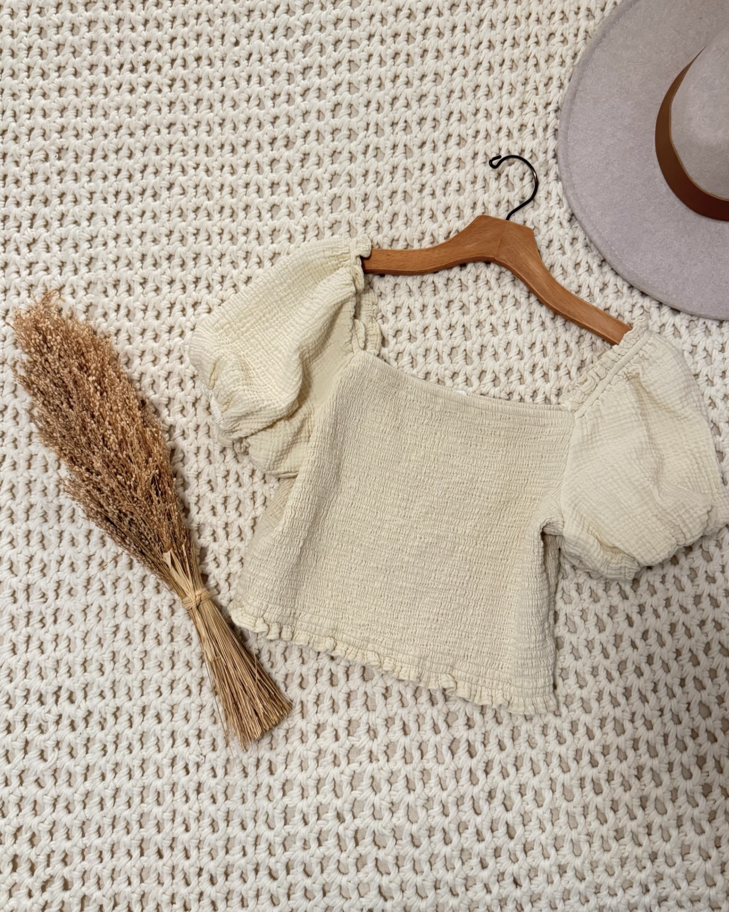 Gauze Cotton Smocked Top (S/M)