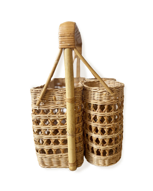 Vintage Wicker Rattan Picnic Basket