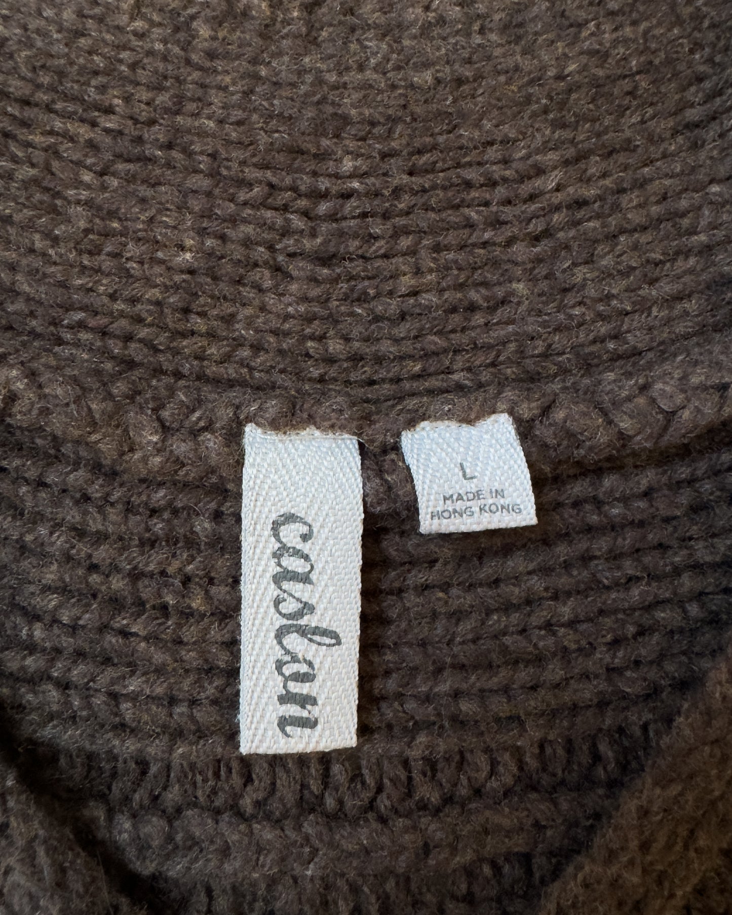 Cable-Knit Chunky Cardigan Sweater (L)